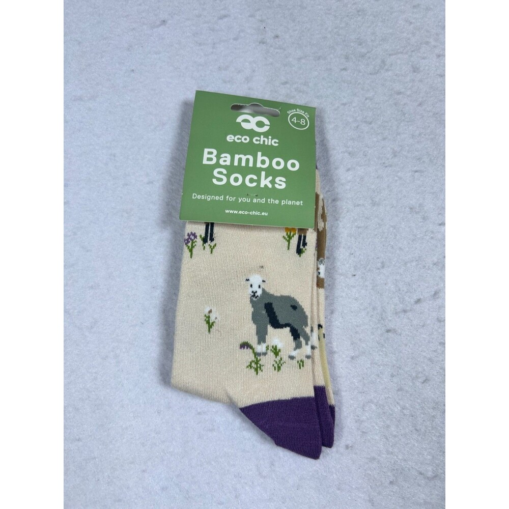 Eco Chic Bamboo Socks Sheep Print Womens US 5-9 UK 4-8 EU 36-41 New
